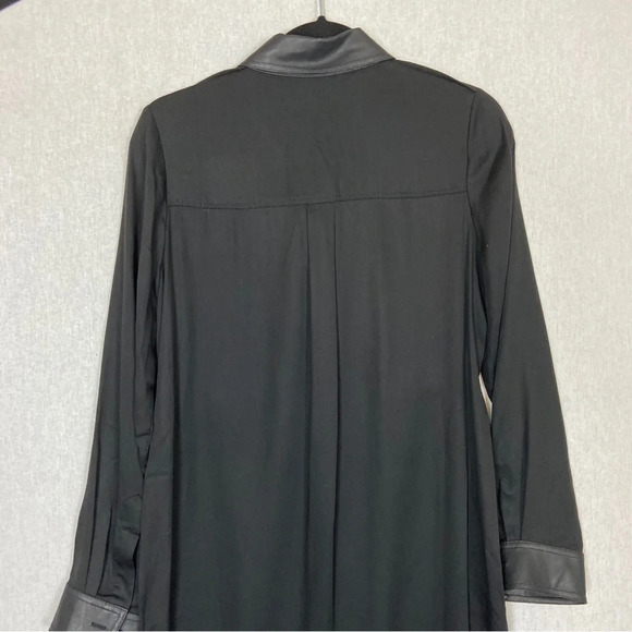 BCBG MAXAZARIA Faux Leather-Trimmed Shirt Dress Sz S - Picture 5 of 13